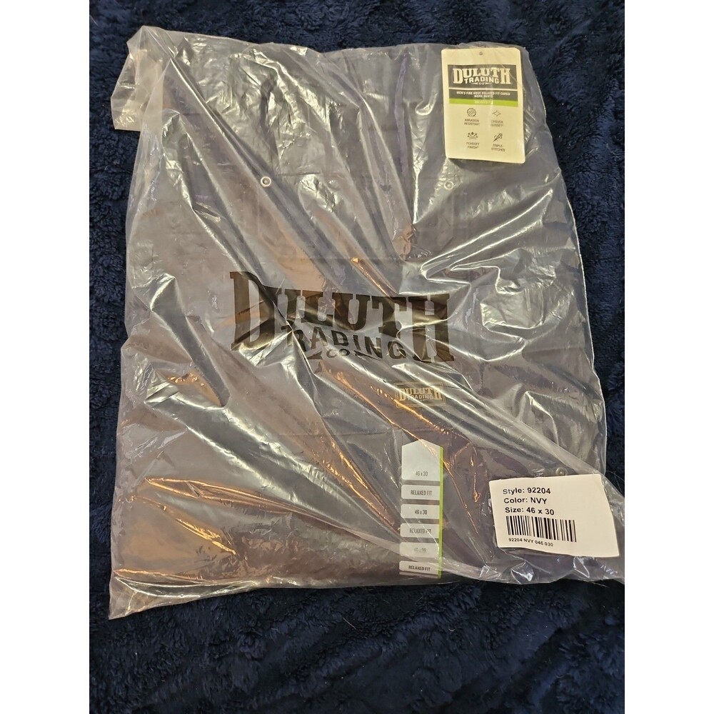 NWT Duluth Trading Co Mens Fire Hose Relaxed Fit Cargo Work Pants 46×30 Navy